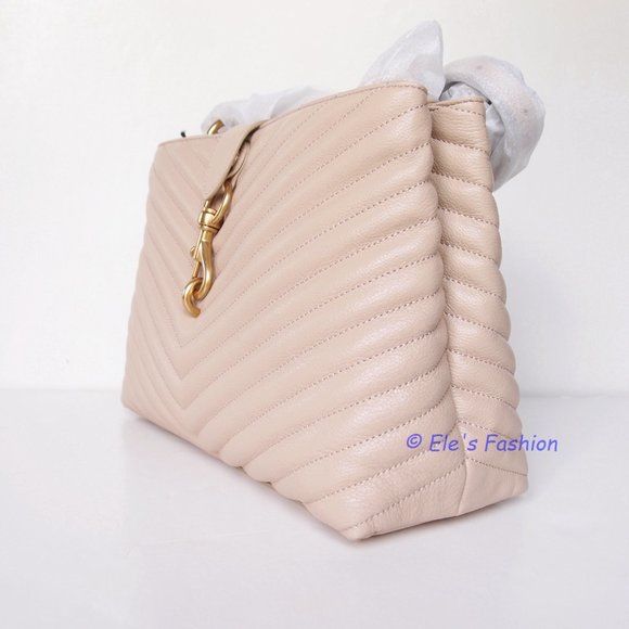 ❤️NWT Rebecca Minkoff Edie Lrg Top Handle Satchel Crossbody Bag SAND DUNE Beige - Picture 6 of 15